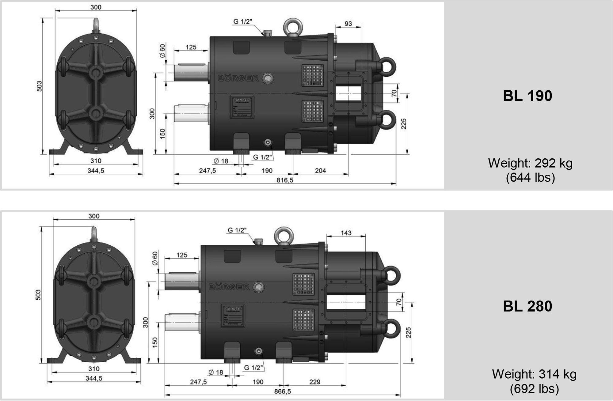 Dimensioner BL-serien brochure